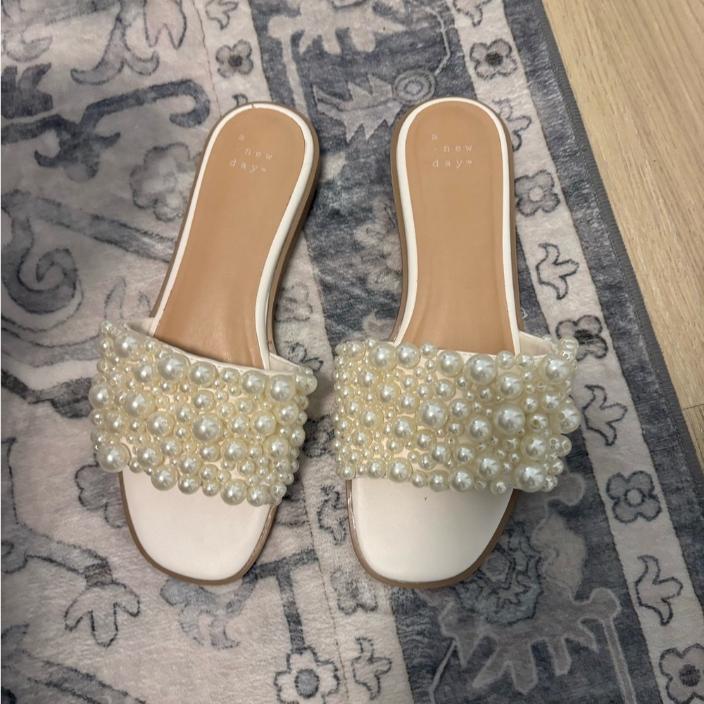 A New Day Women's Pearl Embellished Sandals - White